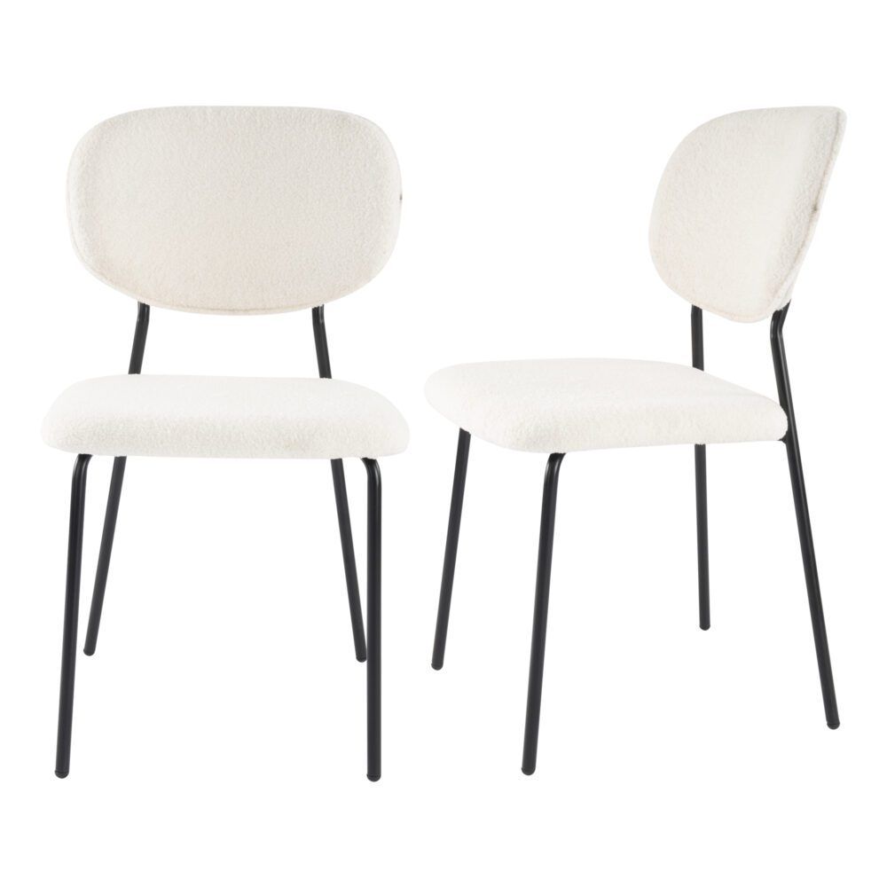 White Whisper Teddy Fabric Dining Chair Duo