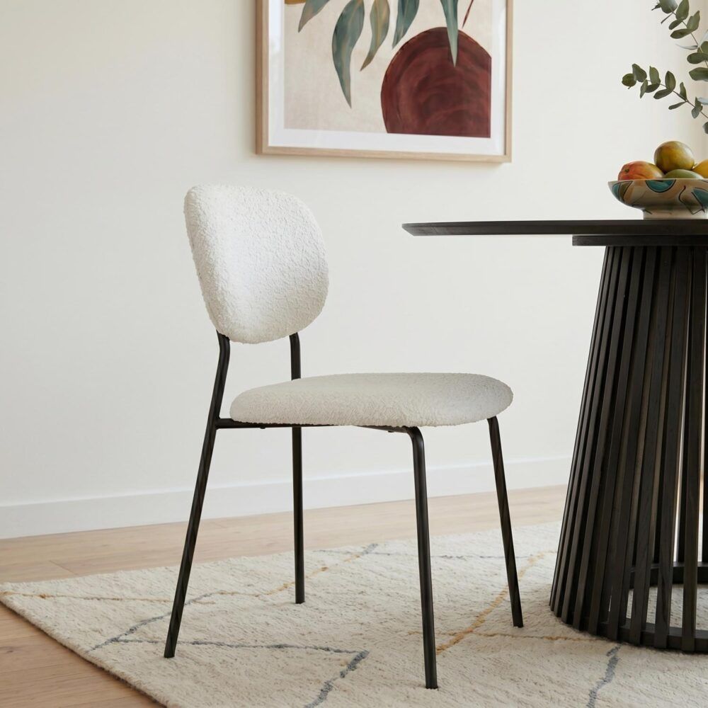 White Whisper Teddy Fabric Dining Chair Duo