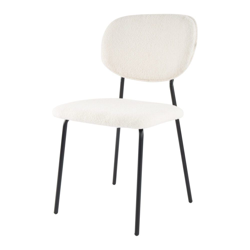 White Whisper Teddy Fabric Dining Chair Duo