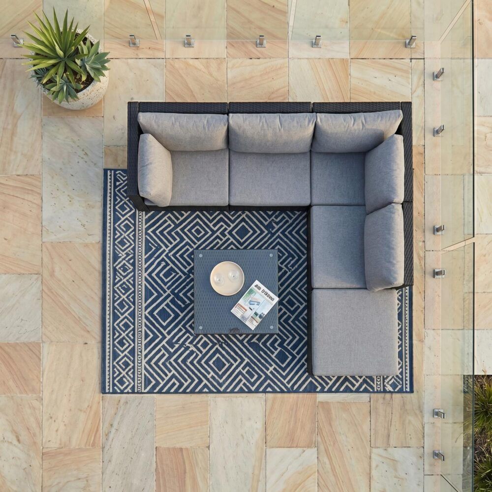 Outdoor Lounge Set Ottoman-Style - Black