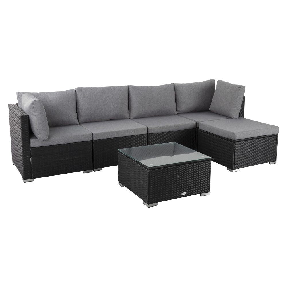 Outdoor Lounge Set Ottoman-Style - Black