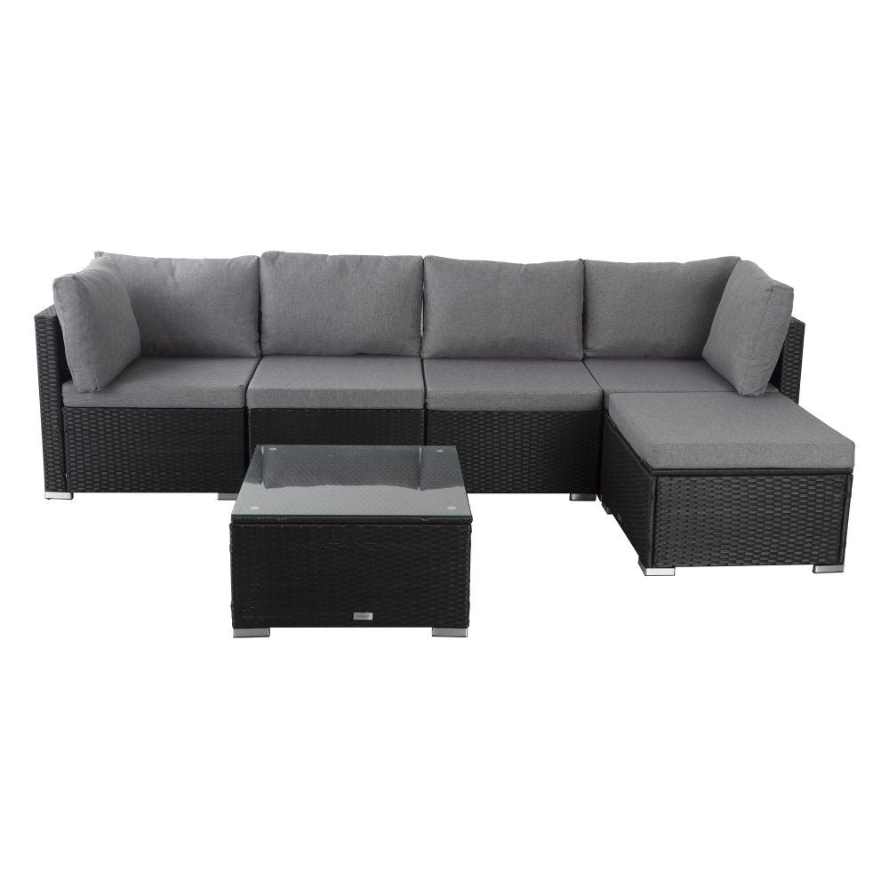 Outdoor Lounge Set Ottoman-Style - Black