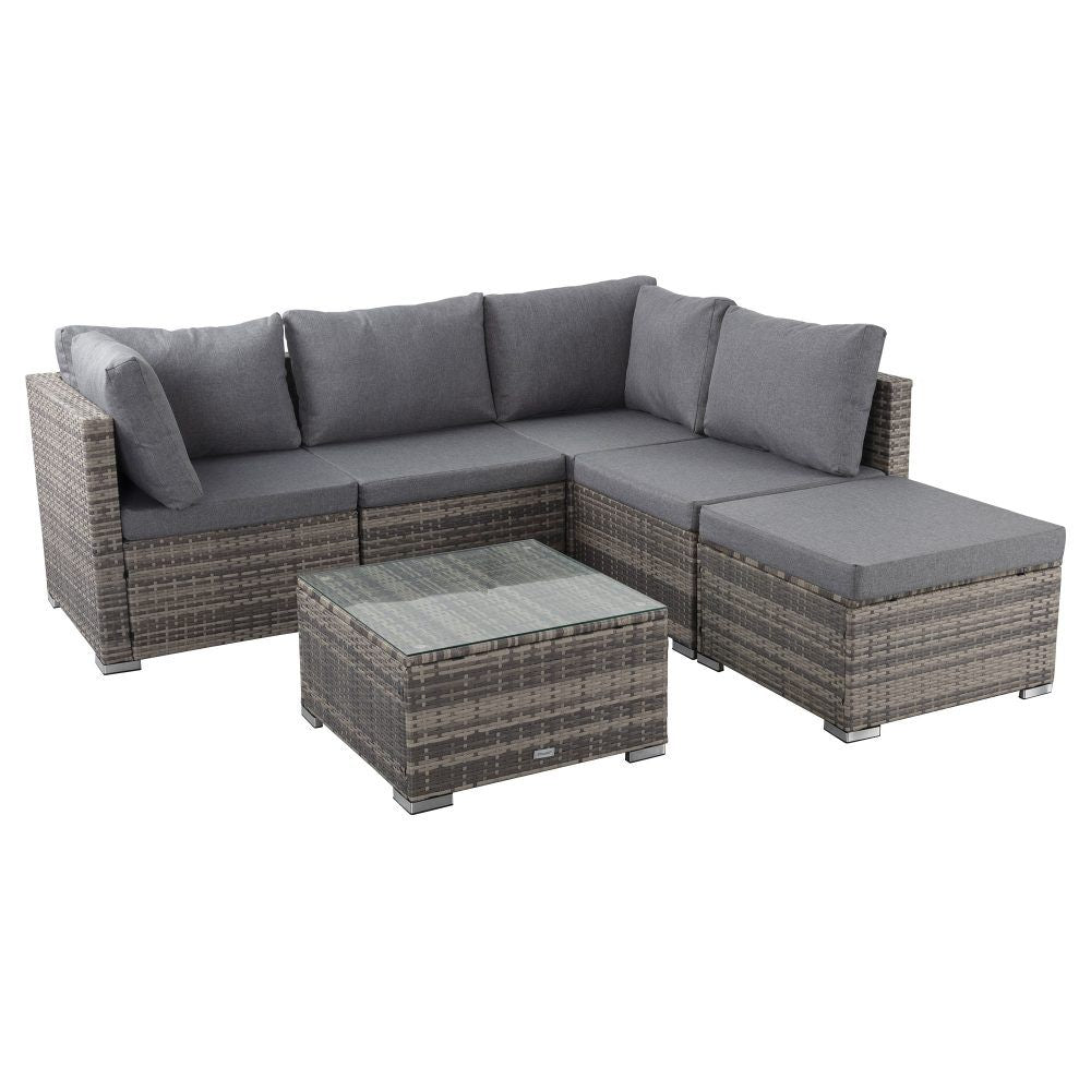 Outdoor Lounge Set Ottoman-Style - Grey