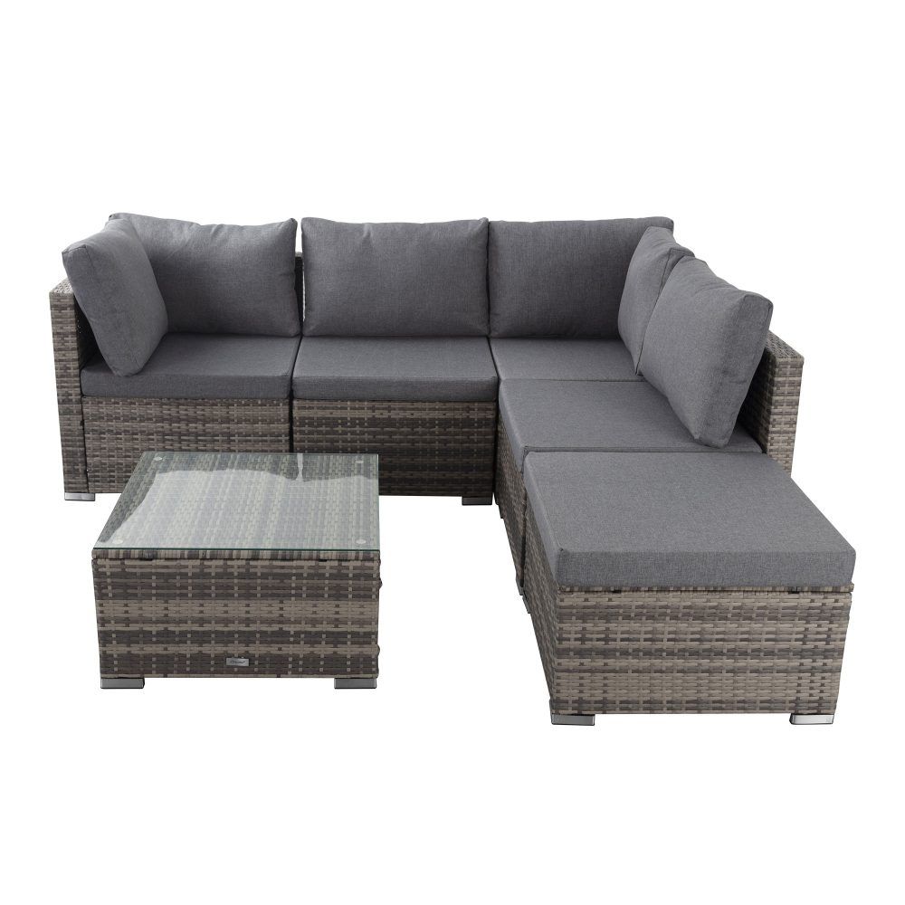 Outdoor Lounge Set Ottoman-Style - Grey
