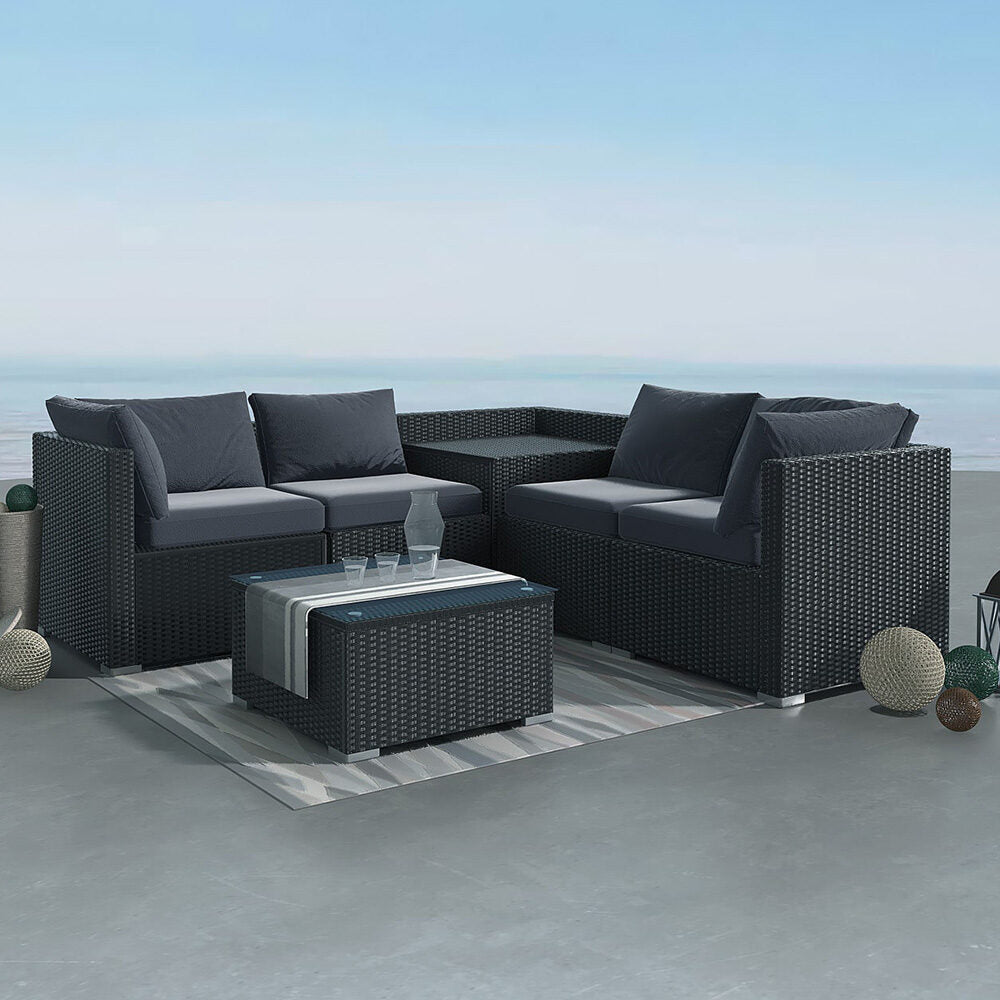 6PCS Outdoor Modular Lounge Sofa Coogee-Black