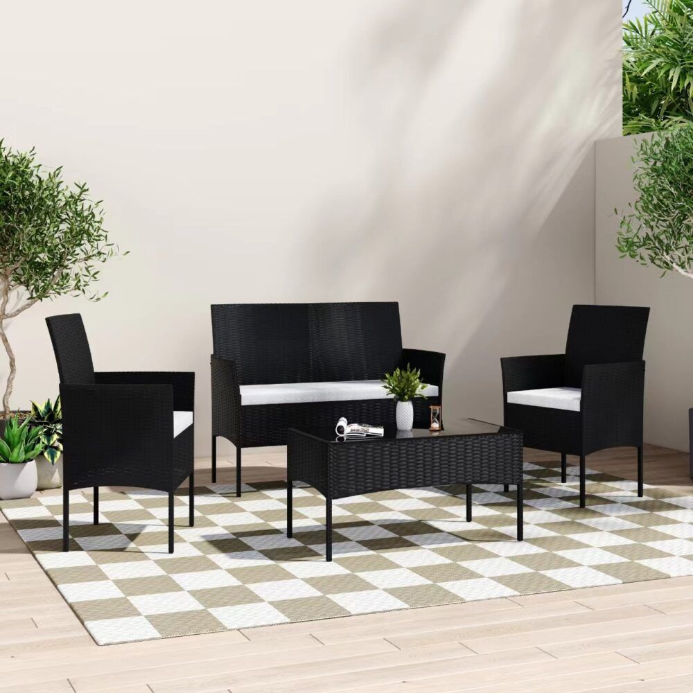 Outdoor Lounge Sofa Set 4-Seater PE Wicker - Ville