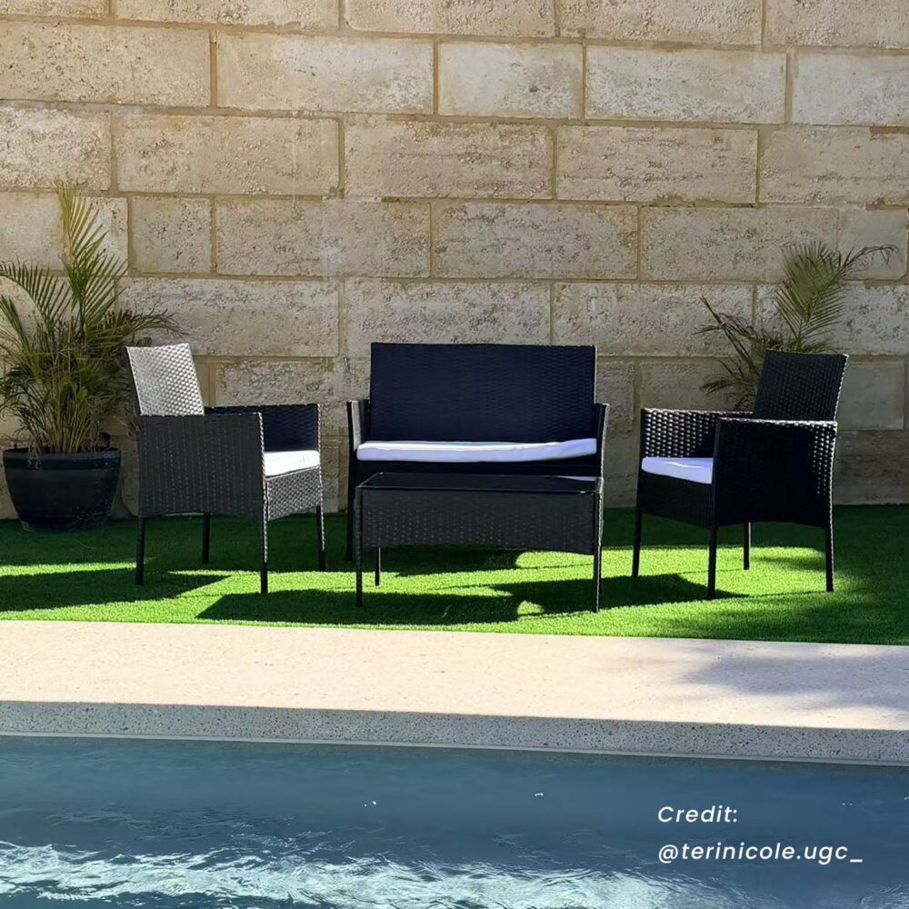 Outdoor Lounge Sofa Set 4-Seater PE Wicker - Ville
