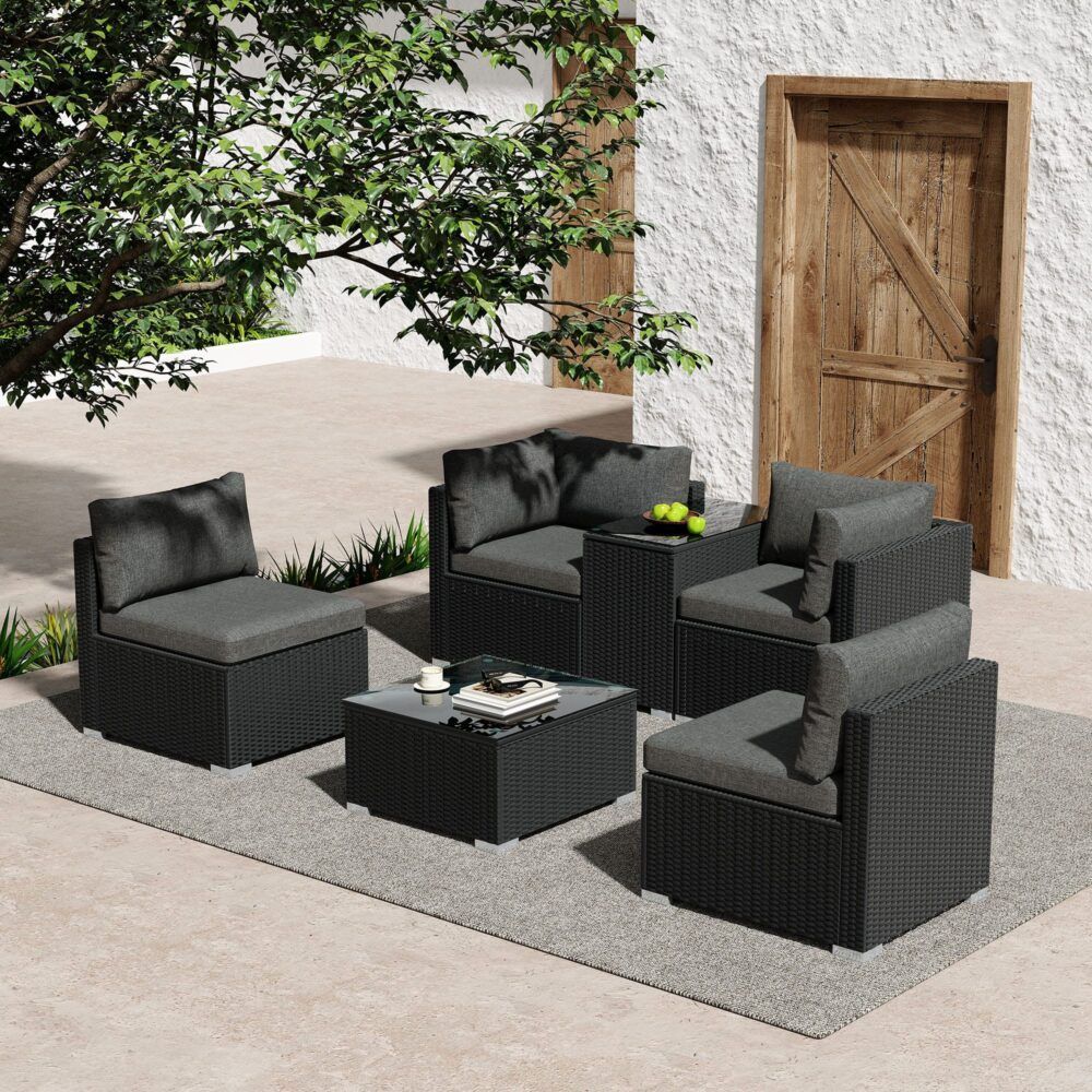 Modular Outdoor Wicker Lounge Set OTF 530S BLK 507