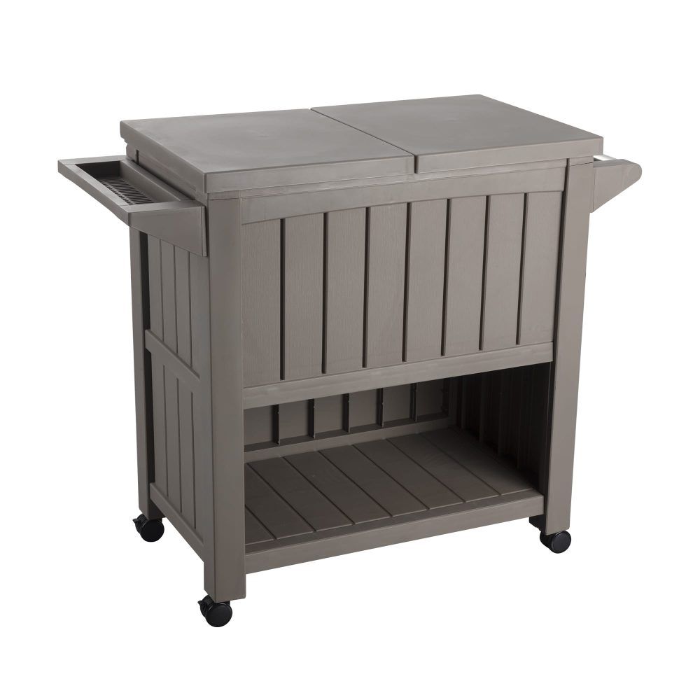 Garden Bar Serving Cart with Cooler - Taupe
