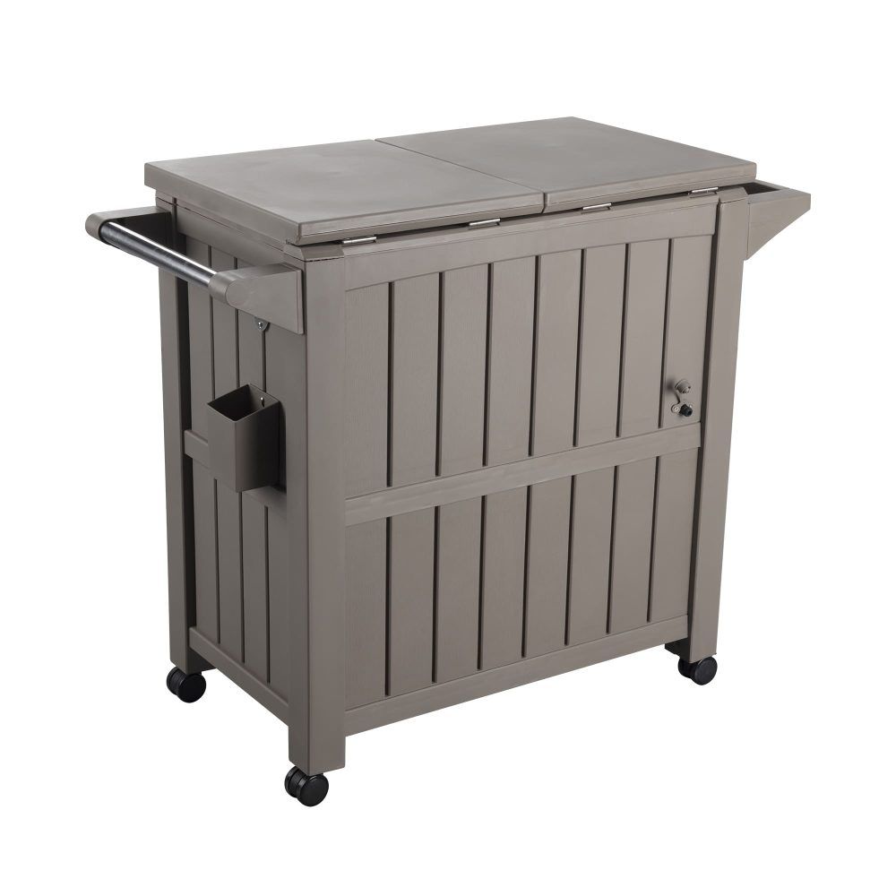 Garden Bar Serving Cart with Cooler - Taupe