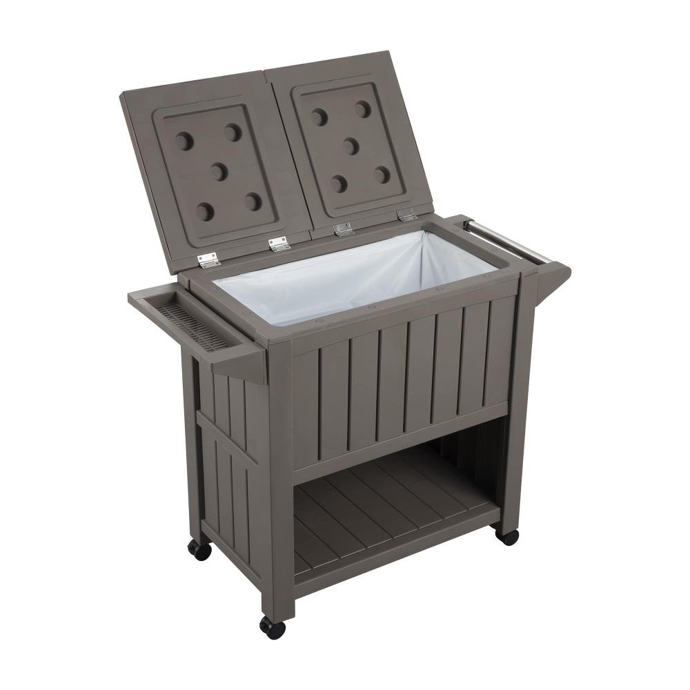 Garden Bar Serving Cart with Cooler - Taupe