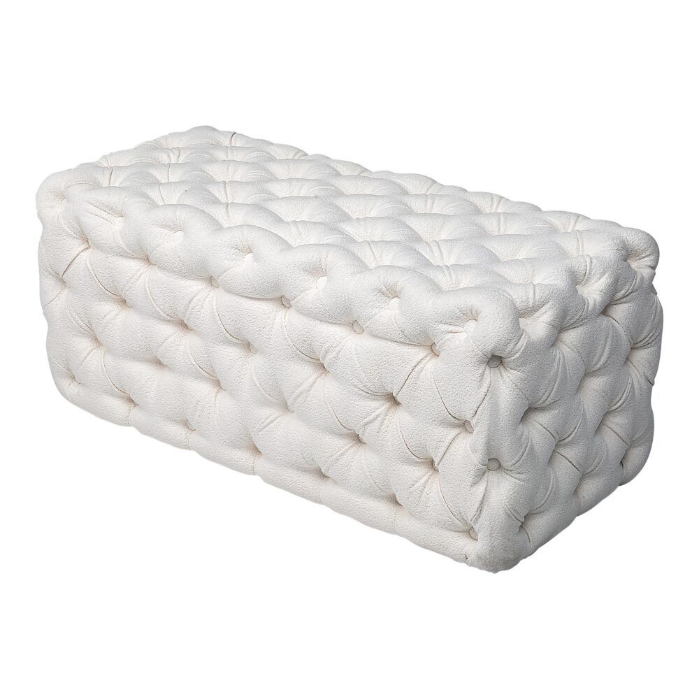 Ottoman Rectangular Elsa Tufted Beach Bouclé White