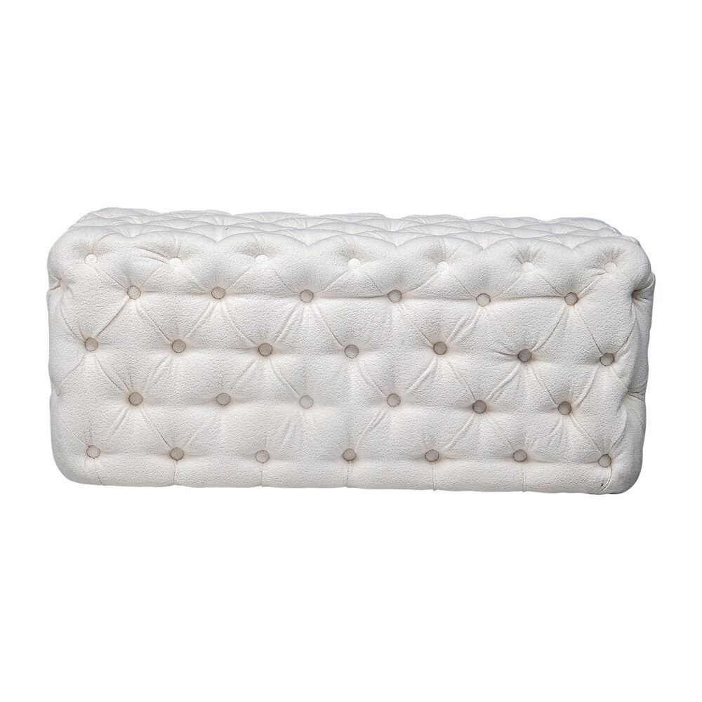 Ottoman Rectangular Elsa Tufted Beach Bouclé White