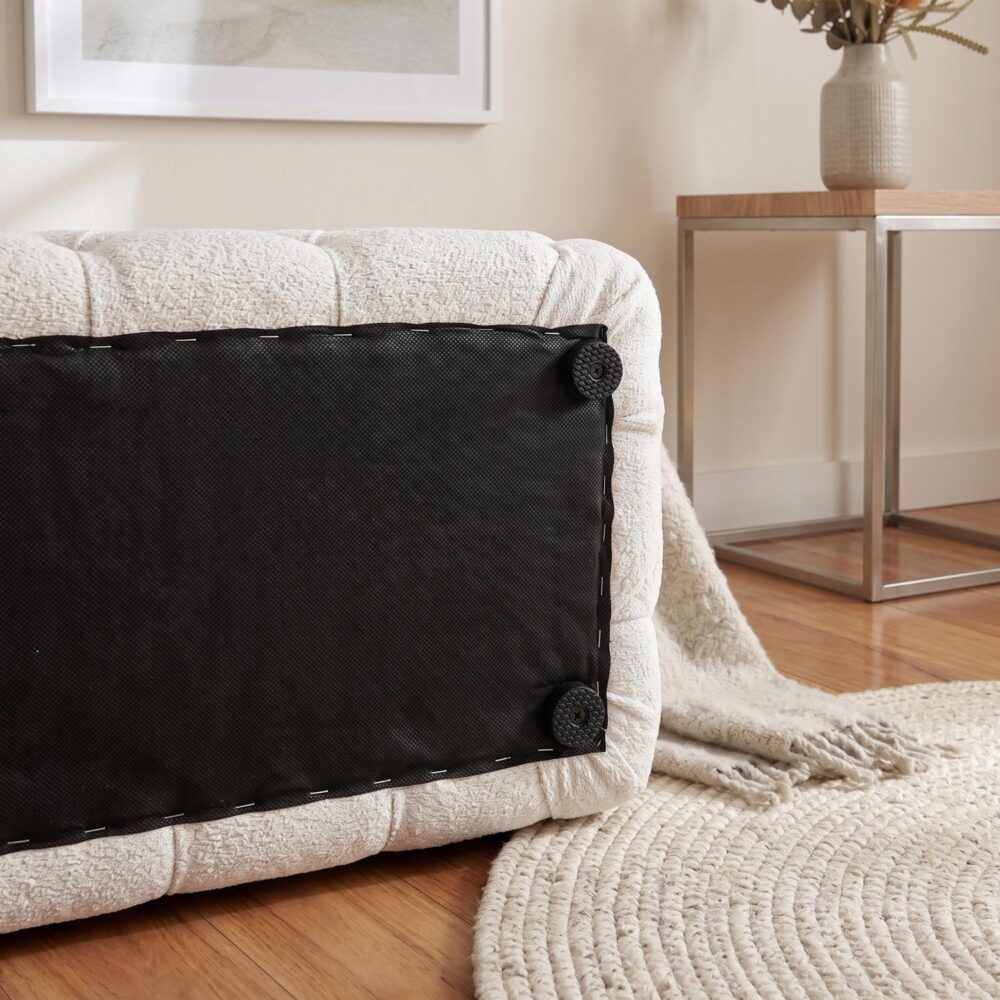 Ottoman Rectangular Elsa Tufted Beach Bouclé White