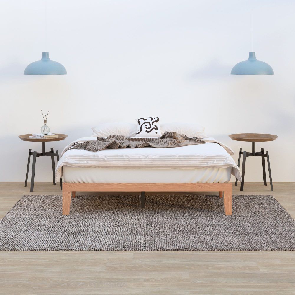 Wooden Bed Base Frame Double Size Warm Natural
