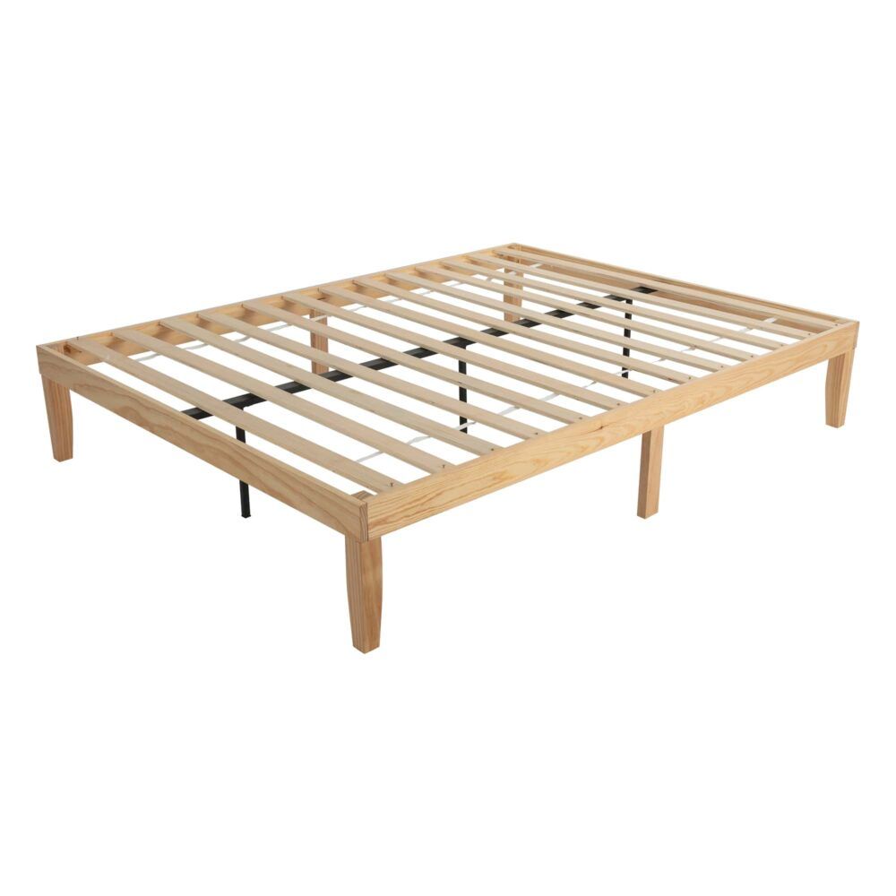 Wooden Bed Base Frame Double Size Warm Natural