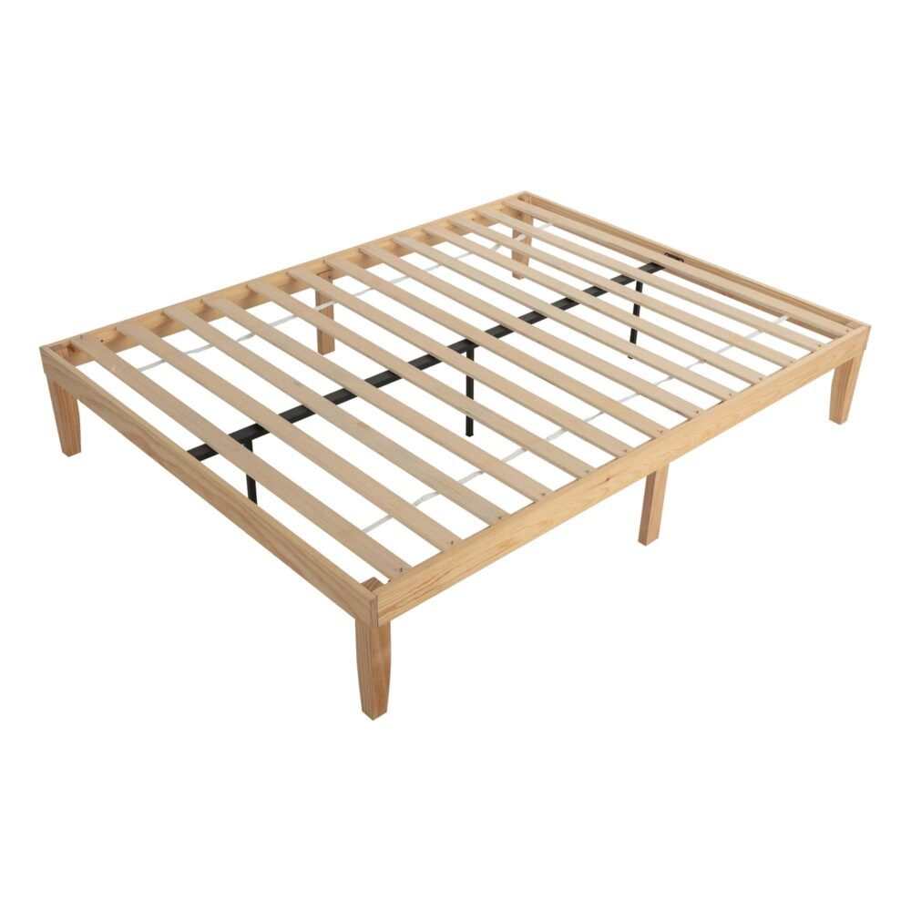 Wooden Bed Base Frame Double Size Warm Natural