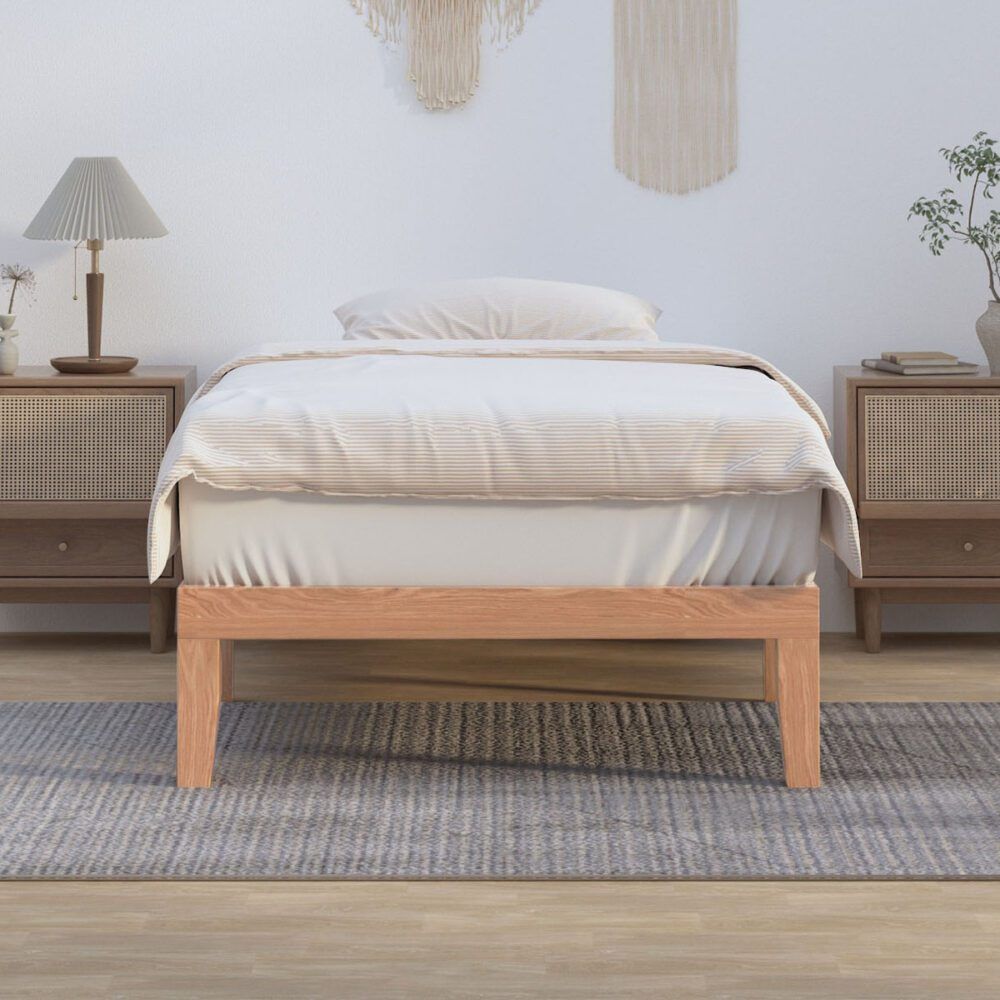 Wooden Bed Base Frame King Single Size Warm Natural