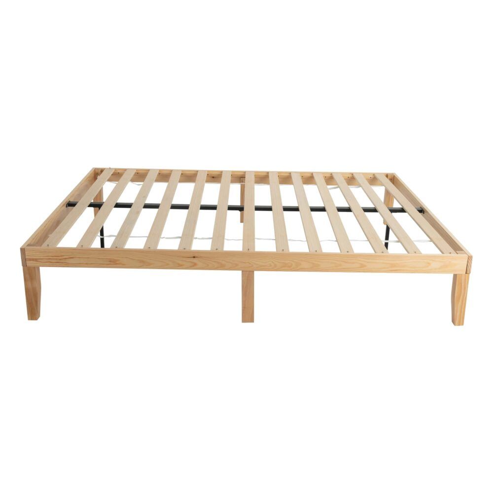 Wooden Bed Base Frame Queen Size Warm Natural