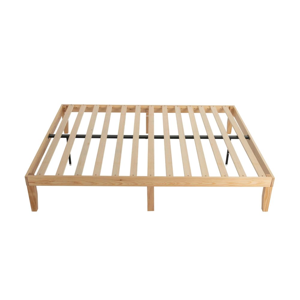 Warm Wooden Natural Bed Base Frame ‚Äì Queen