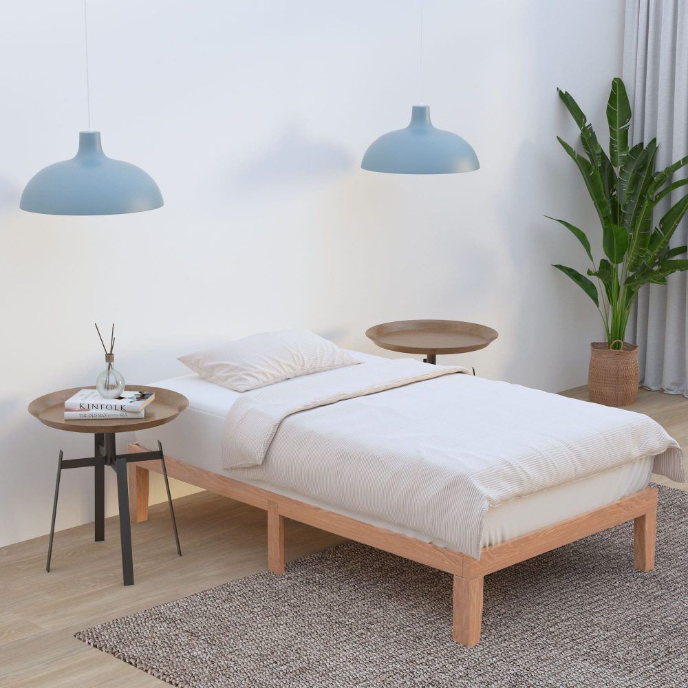 Wooden Bed Base Frame Single Size Warm Natural