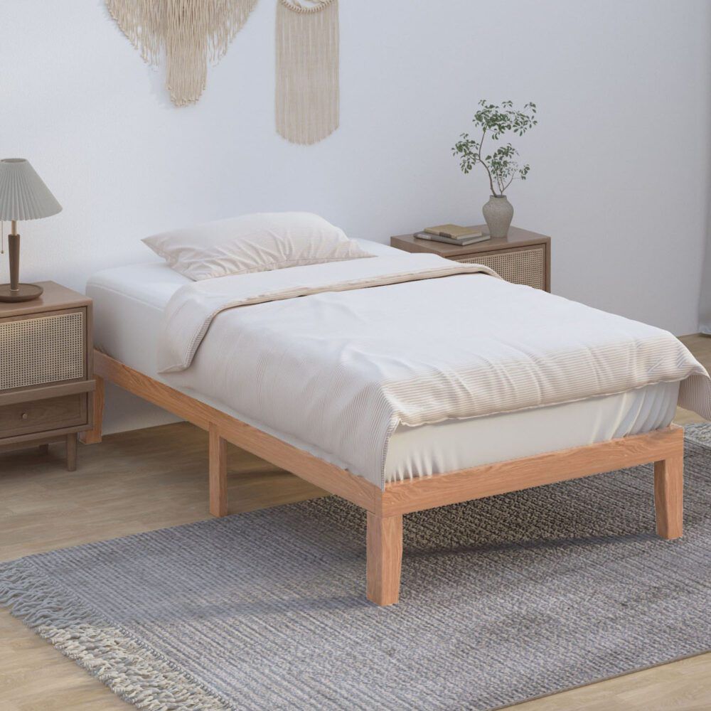 Wooden Bed Base Frame Single Size Warm Natural
