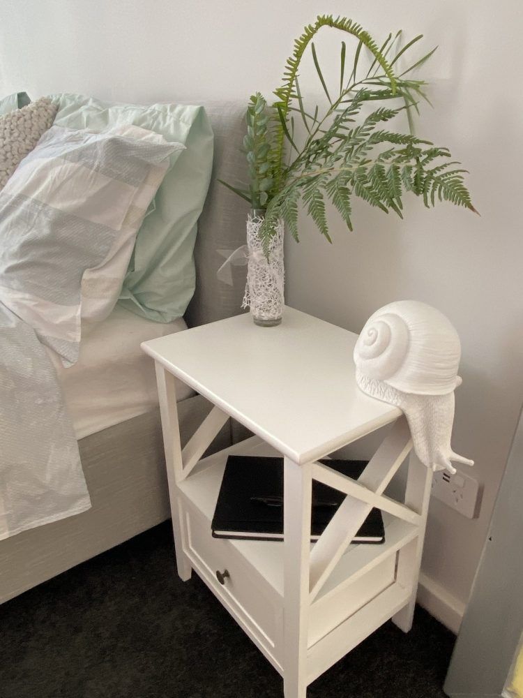 Bedside Table 2-Tier with Storage Drawer Set of 2 - White