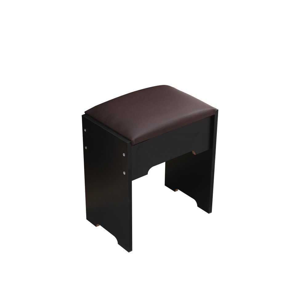 Vanity Set Fidel with Cushioned Stool and Lighted Mirror - White