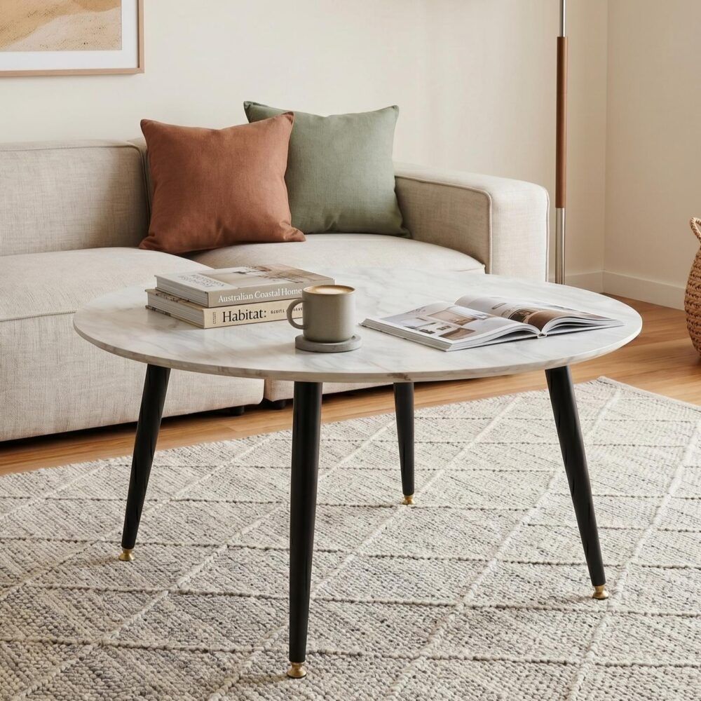 Coffee Table Minimalist Marble Effect Round