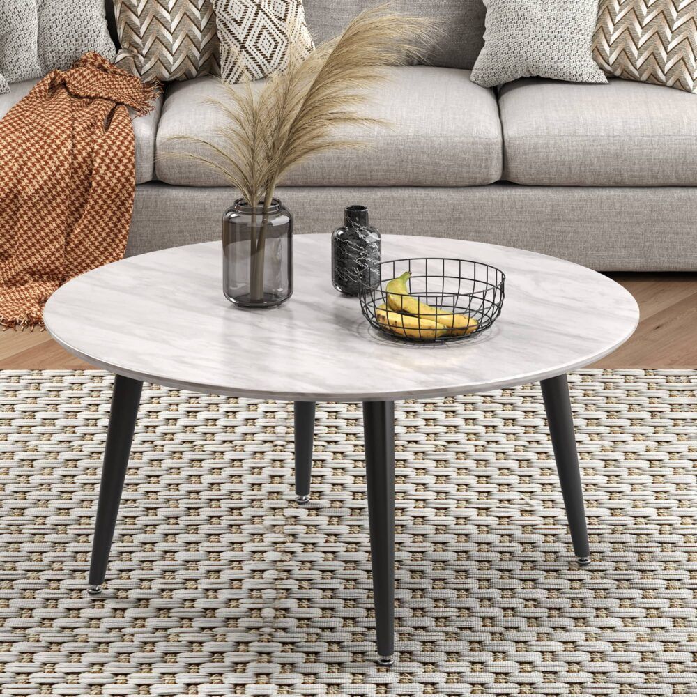 Coffee Table Minimalist Marble Effect Round