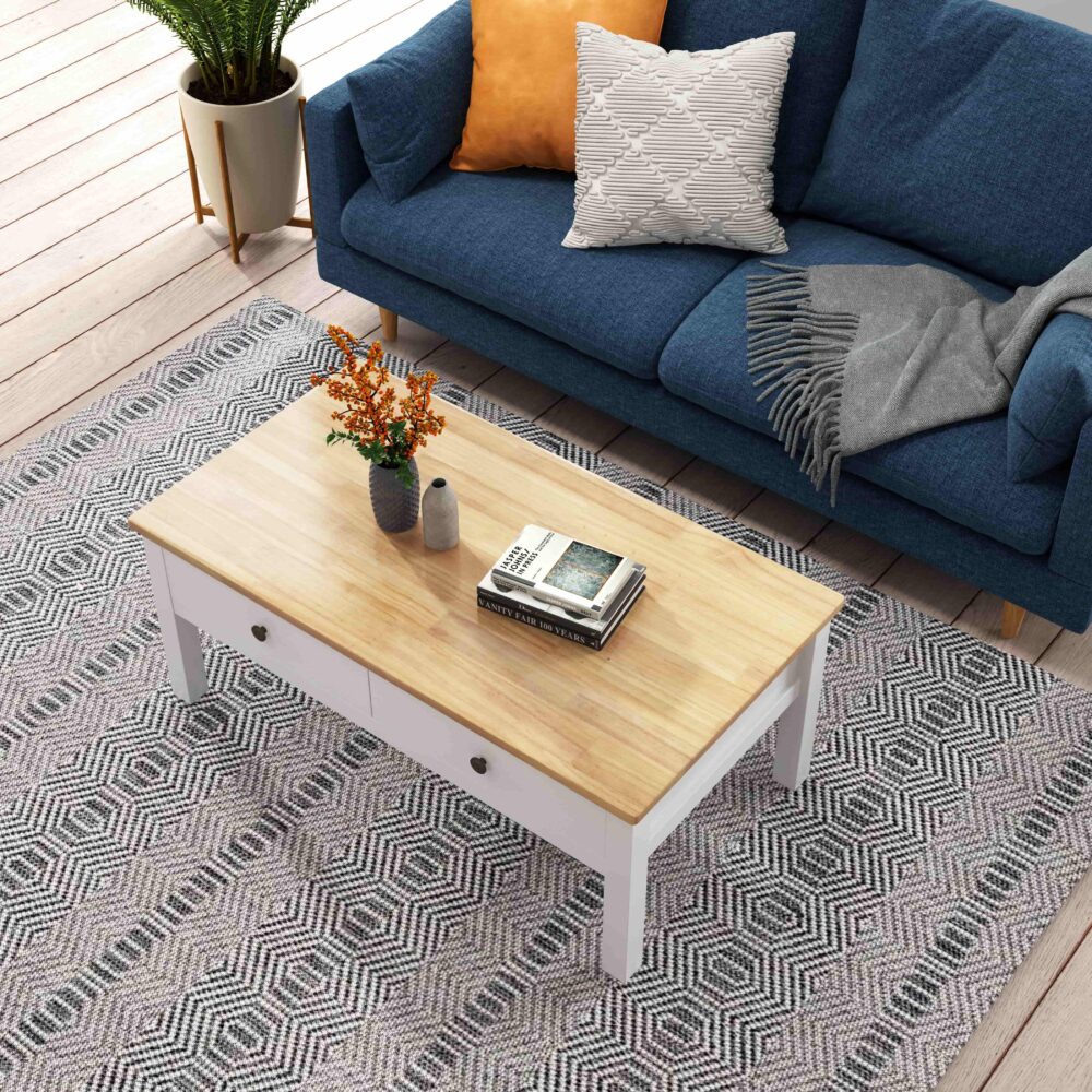 Sleek Natural Wood Rectangle Coffee Table