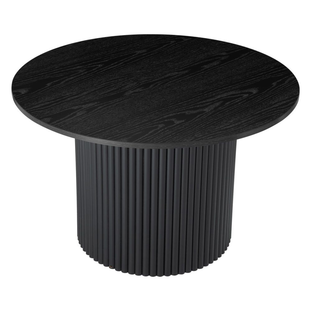 Coffee Table Luxe Black Ribbed Texture Wooden
