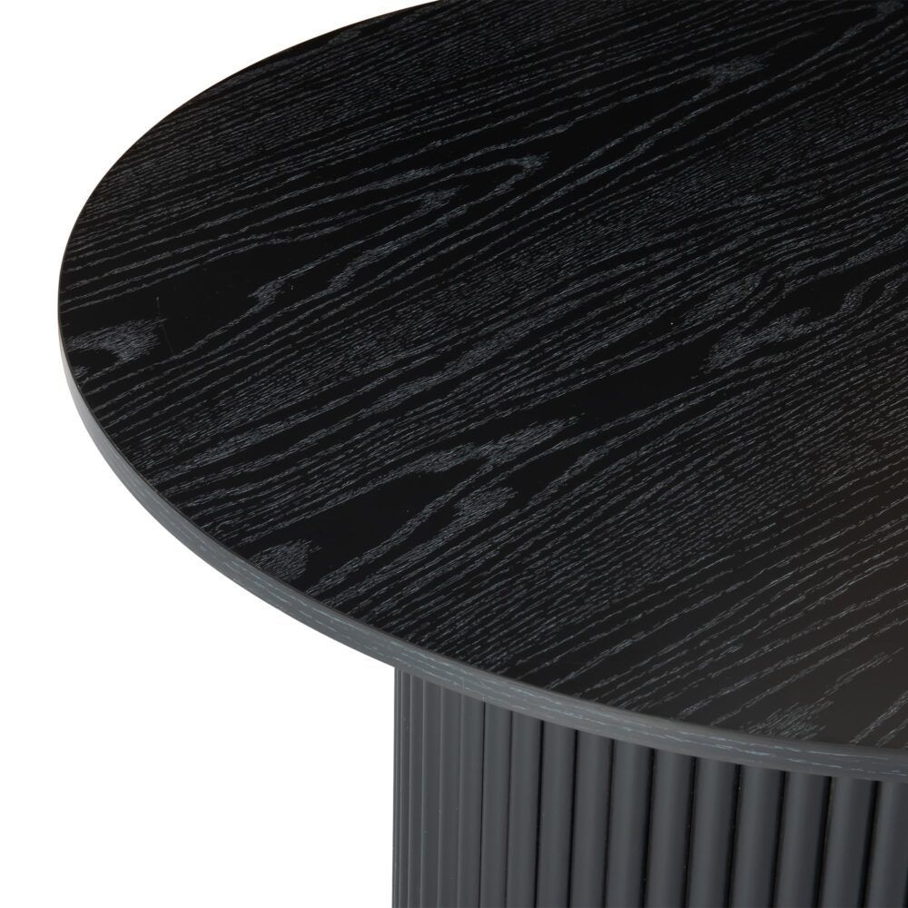 Coffee Table Luxe Black Ribbed Texture Wooden