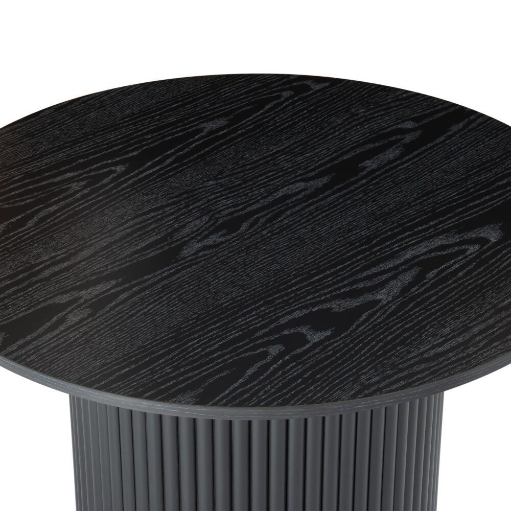 Coffee Table Luxe Black Ribbed Texture Wooden