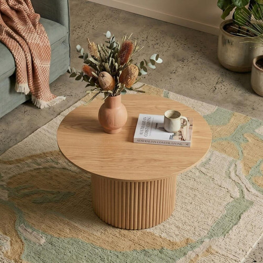 Coffee Table Luxe Ribbed Round Wooden