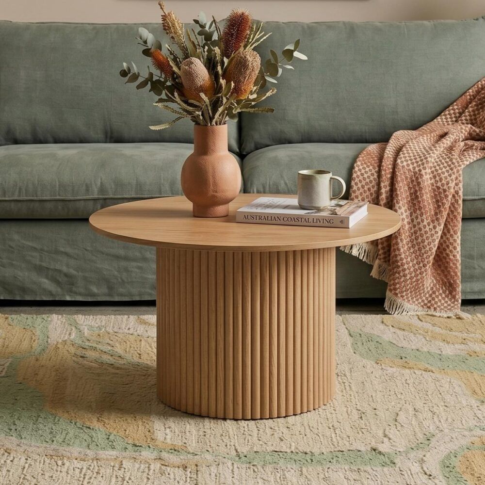 Coffee Table Luxe Ribbed Round Wooden