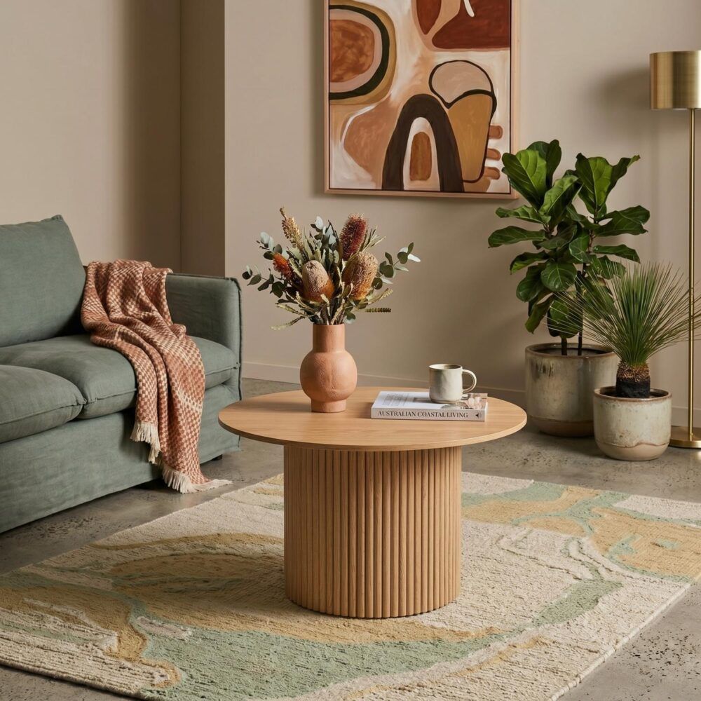 Coffee Table Luxe Ribbed Round Wooden