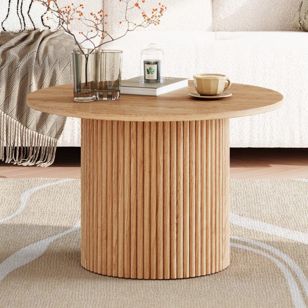 Coffee Table Luxe Ribbed Round Wooden