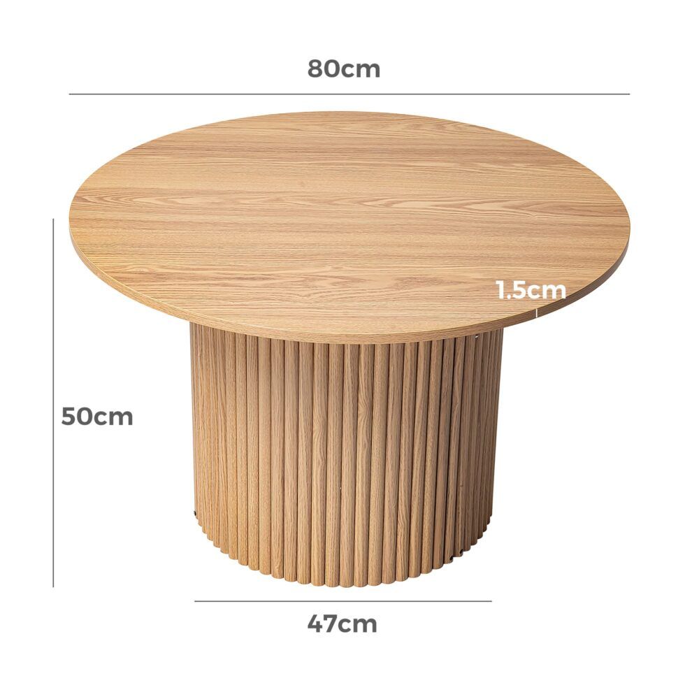 Coffee Table Luxe Ribbed Round Wooden
