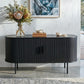 Ribbed Black Sideboard with Sliding Doors