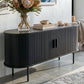 Ribbed Black Sideboard with Sliding Doors