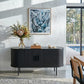 Ribbed Black Sideboard with Sliding Doors