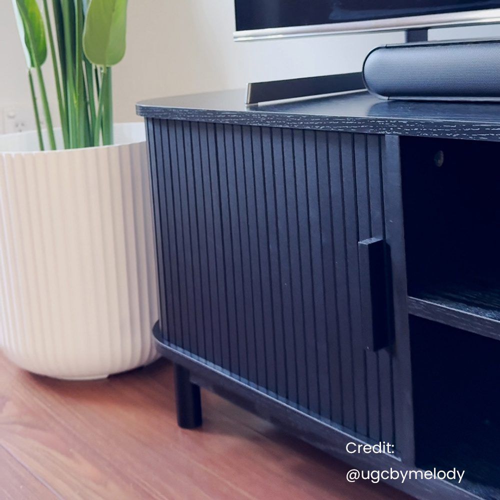 Entertainment Unit 160cm - Ribbed Black Media Console