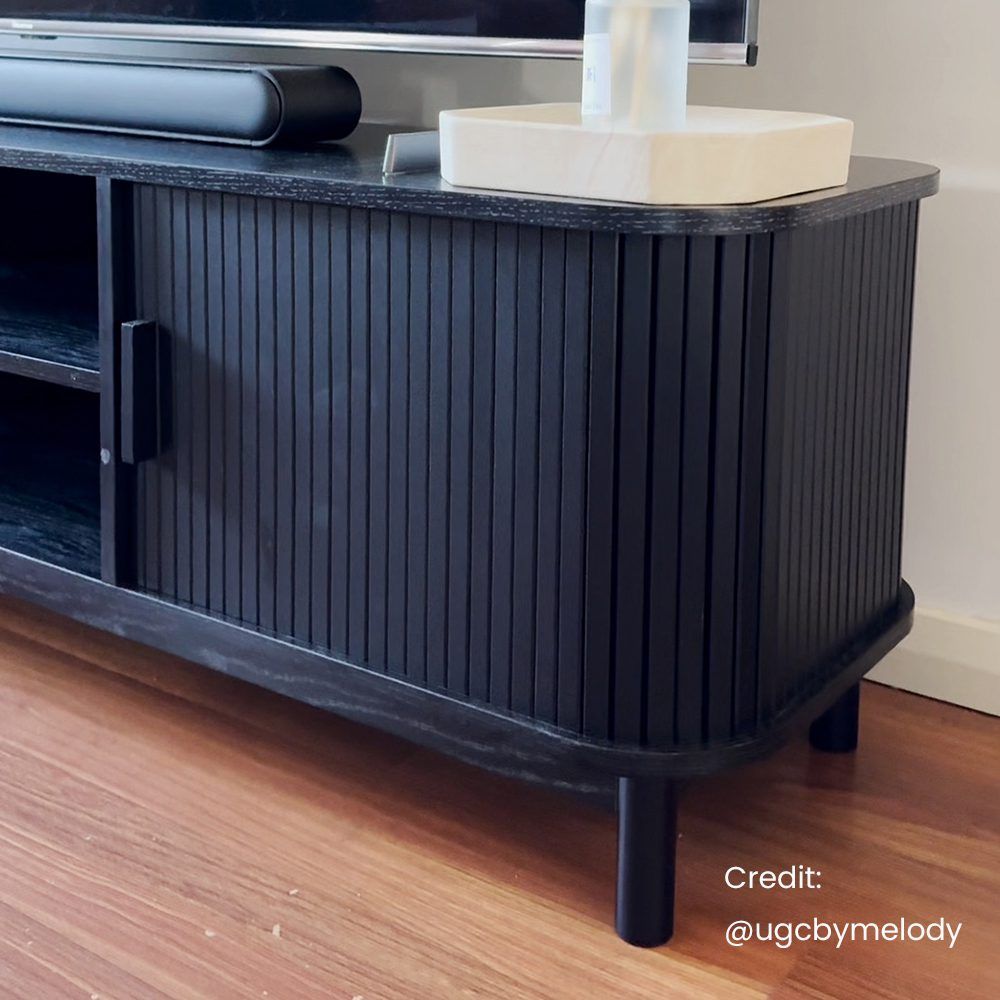 Entertainment Unit 160cm - Ribbed Black Media Console