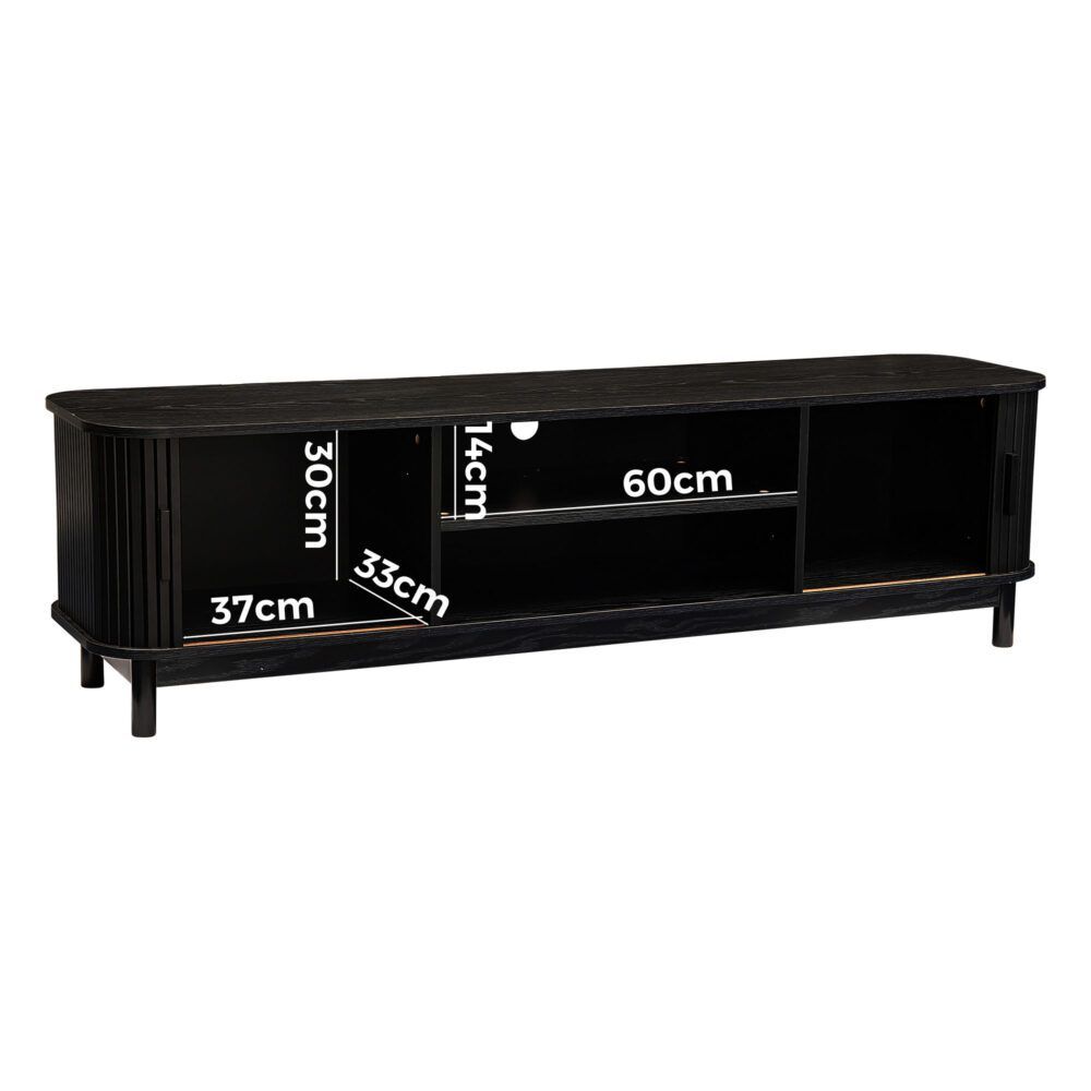 Entertainment Unit 160cm - Ribbed Black Media Console