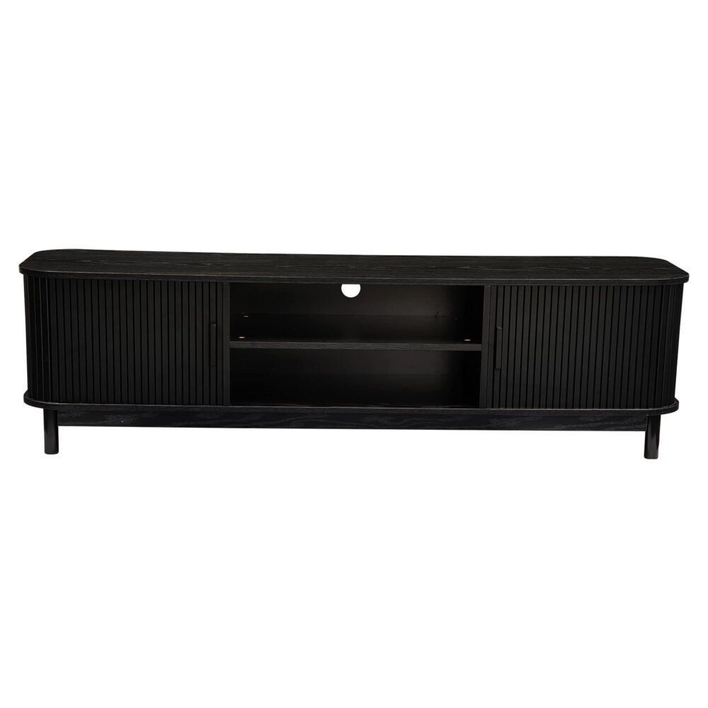 Entertainment Unit 160cm - Ribbed Black Media Console