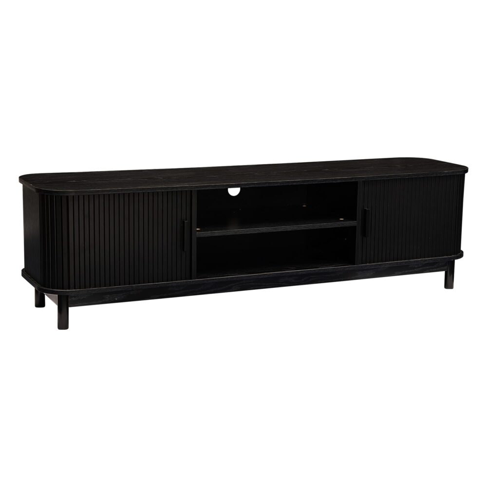 Entertainment Unit 160cm - Ribbed Black Media Console