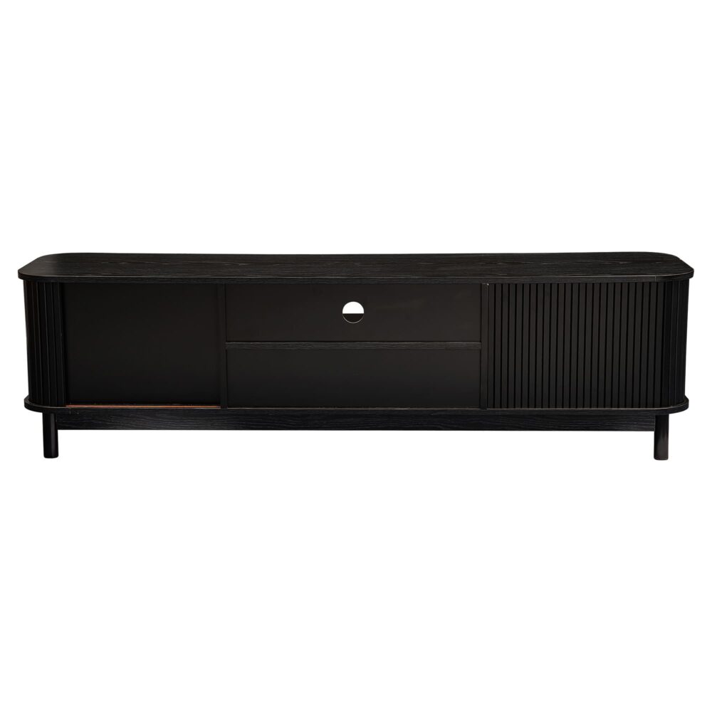 Entertainment Unit 160cm - Ribbed Black Media Console