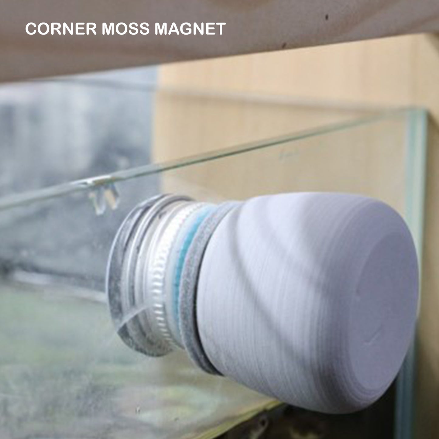 Fish Tank Corner Moss Magnet Scraper Glass Algae Cleaner Magnetic Scrubber - Grey