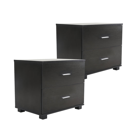 2X Bedside Table Side Storage Cabinet Nightstand Bedroom 2 Drawer ETTA BLACK